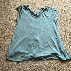 Blue-Green Faux Corset Back Top.